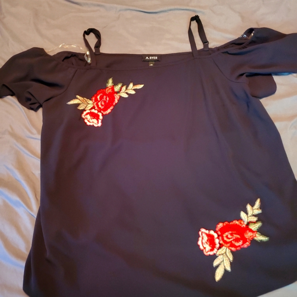 Never Worn!  Black Floral Top